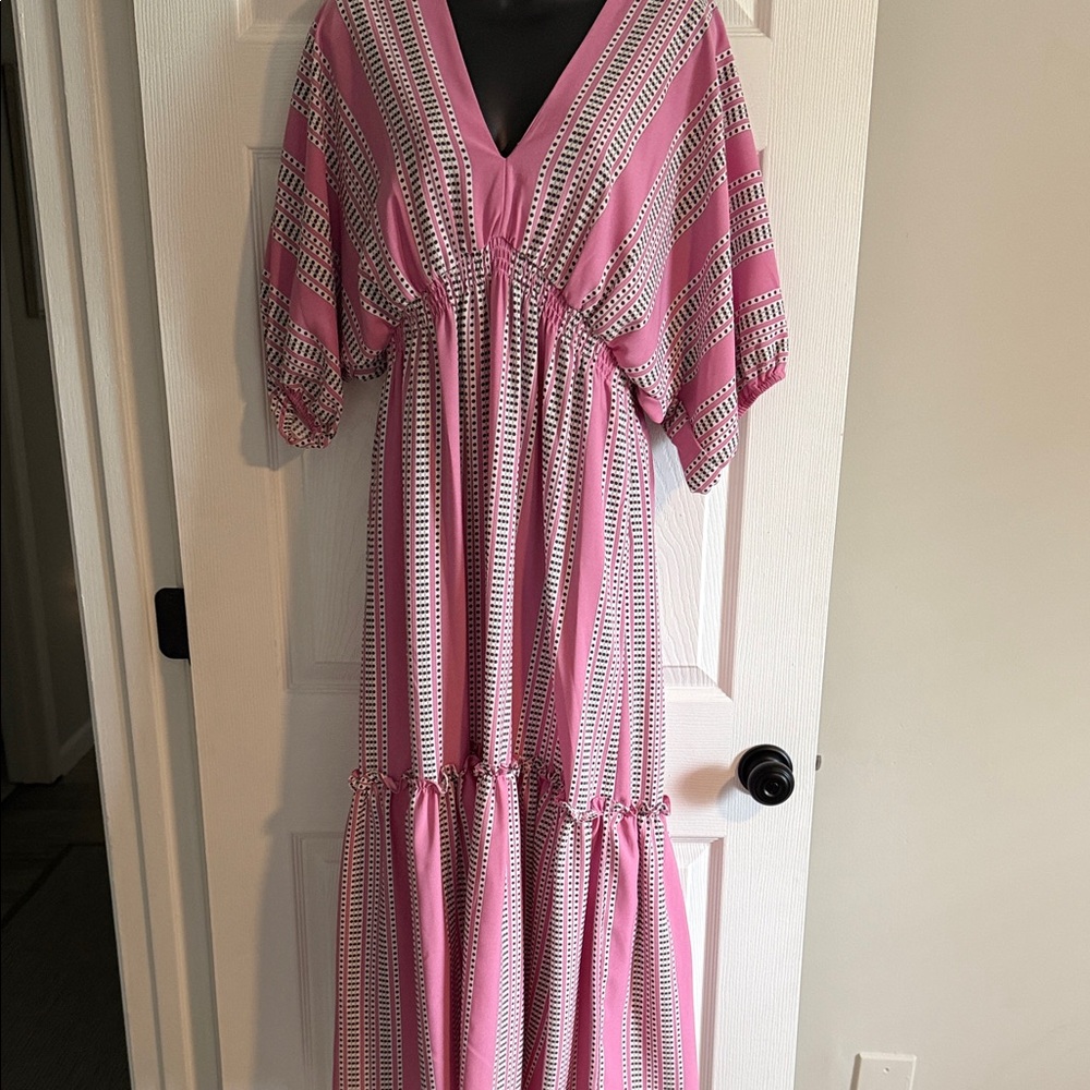 Taylor Pink and White Maxi Dress